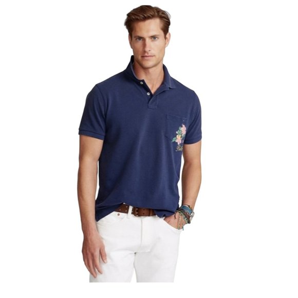 Polo Ralph Lauren Custom Slim Fit Floral Mesh Polo Shirt, Large Size, NWT - Picture 7 of 10